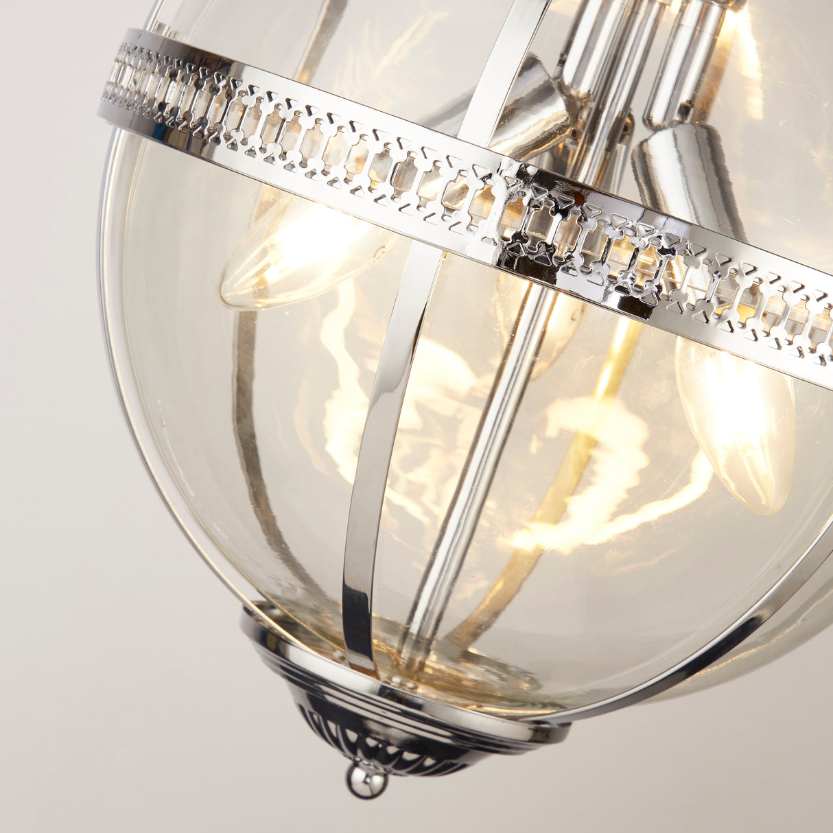 Searchlight Electric Coronet 3Lt Pendant - Chrome Metal & Glass 44213-3CC