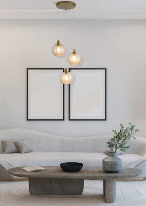 Searchlight Electric Radiance 3Lt  Multi Drop Pendant, Gold Metal and Champagne G 44520-3CP