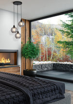 Searchlight Electric Radiance 3Lt Multi Drop Pendant, Black Metal and Smoked Glas 44520-3SM