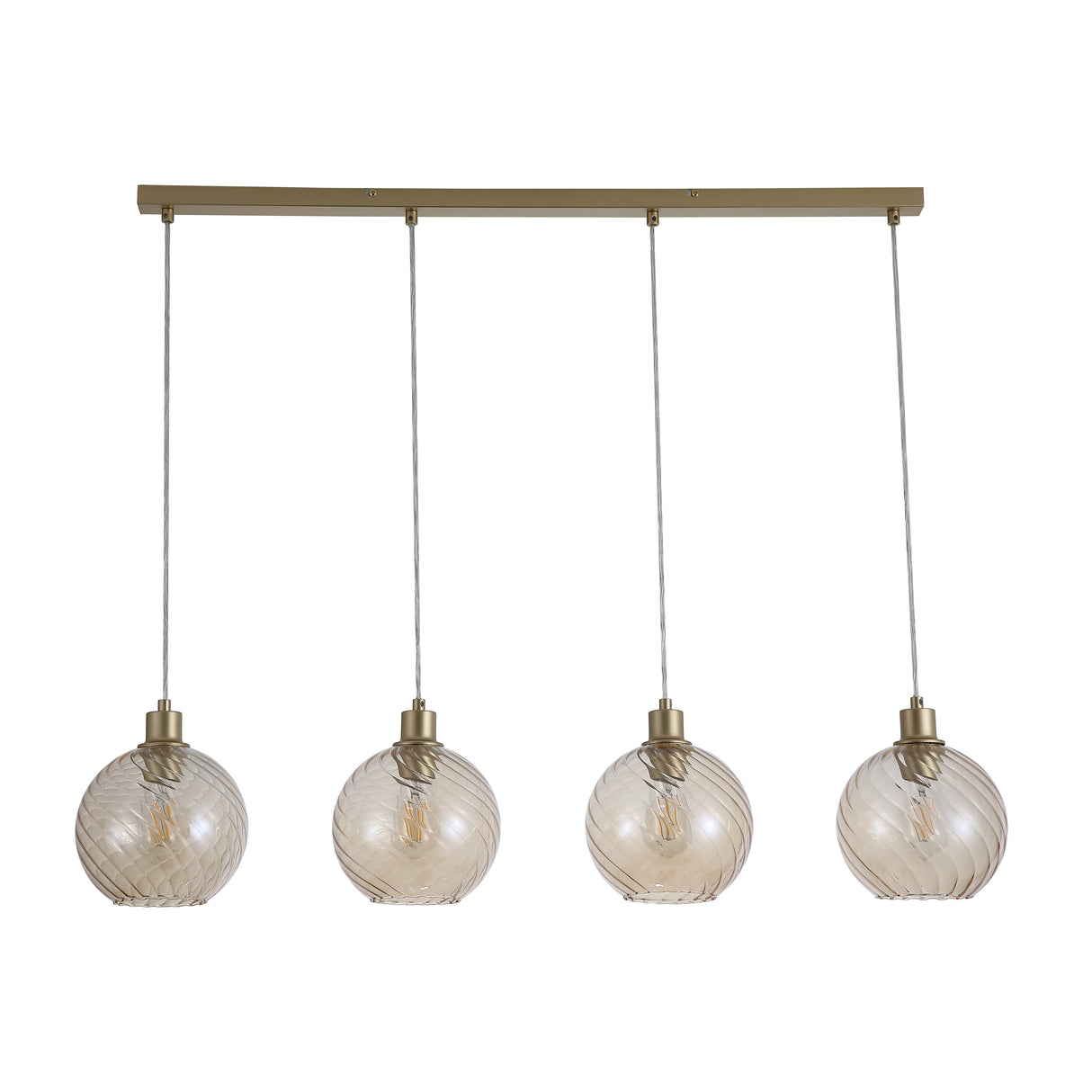 Searchlight Electric Radiance 4Lt Bar Pendant, Gold Metal and Champagne Glass 44520-4CP