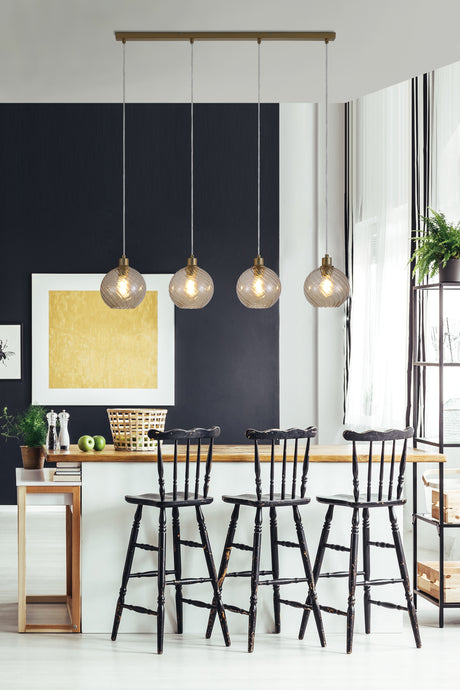 Searchlight Electric Radiance 4Lt Bar Pendant, Gold Metal and Champagne Glass 44520-4CP