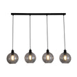 Radiance 4Lt Bar Pendant, Black Metal and Smoked Glass