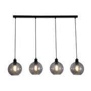 Radiance 4Lt Bar Pendant, Black Metal and Smoked Glass