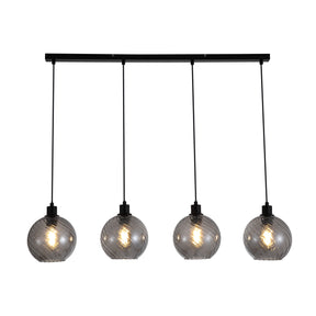 Radiance 4Lt Bar Pendant, Black Metal and Smoked Glass