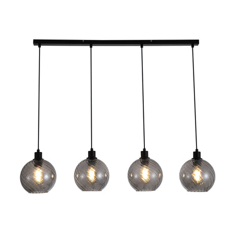 Radiance 4Lt Bar Pendant, Black Metal and Smoked Glass