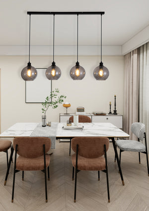 Searchlight Electric Radiance 4Lt Bar Pendant, Black Metal and Smoked Glass 44520-4SM