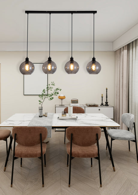 Searchlight Electric Radiance 4Lt Bar Pendant, Black Metal and Smoked Glass 44520-4SM