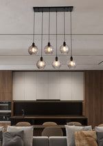 Searchlight Electric Radiance 6Lt Bar Pendant, Black Metal and Smoked Glass 44520-6SM
