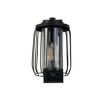 Searchlight Electric Reed 1Lt Wall Light with PIR , Black Metal and PC Shade 44610BK-PIR