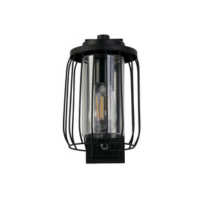 Searchlight Electric Reed 1Lt Wall Light with PIR , Black Metal and PC Shade 44610BK-PIR