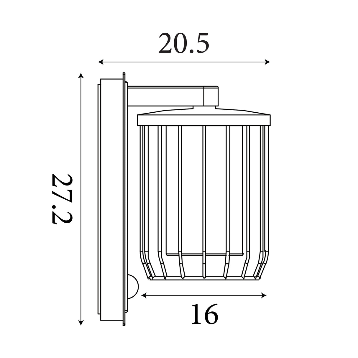 Searchlight Electric Reed 1Lt Wall Light with PIR , Black Metal and PC Shade 44610BK-PIR
