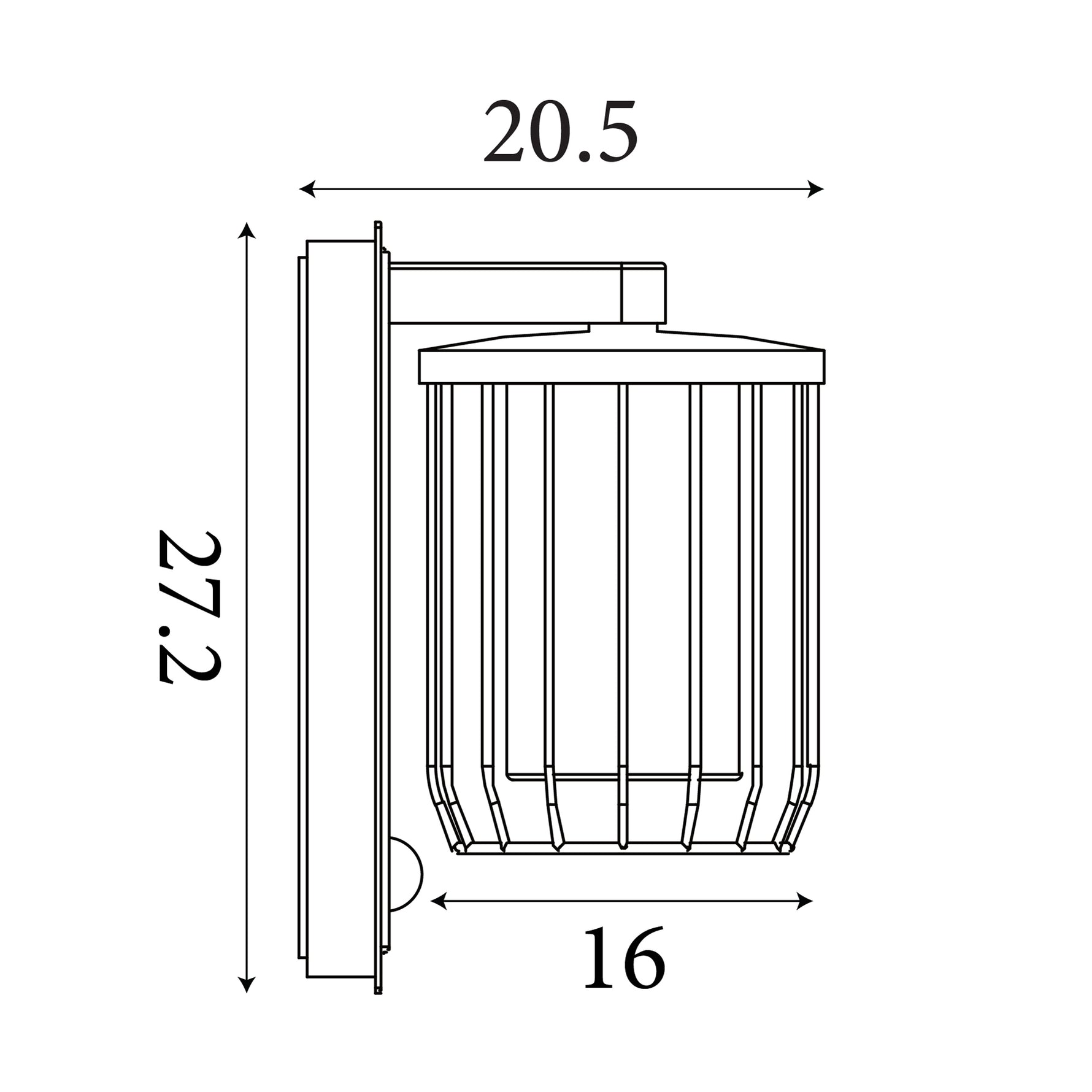 Searchlight Electric Reed 1Lt Wall Light with PIR , Black Metal and PC Shade 44610BK-PIR