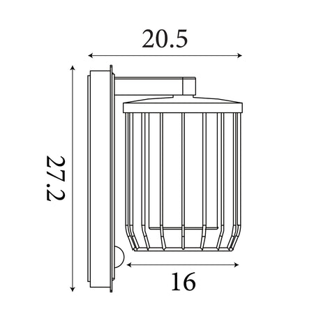Searchlight Electric Reed 1Lt Wall Light with PIR , Black Metal and PC Shade 44610BK-PIR