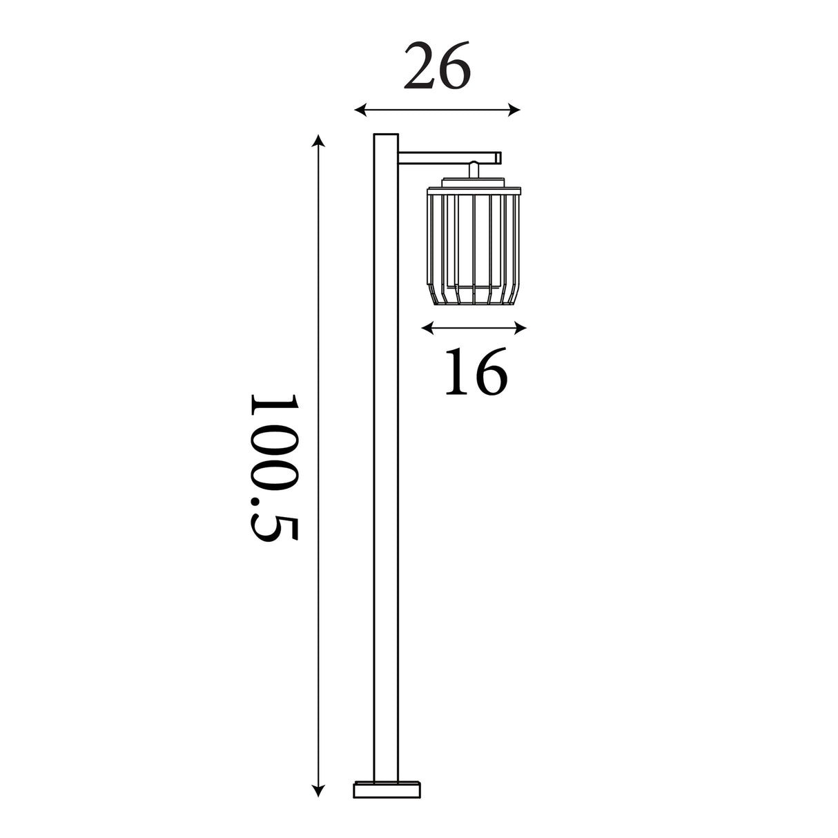 Searchlight Electric Reed 1Lt Post Light, Black Metal and PC Shade 44611BK