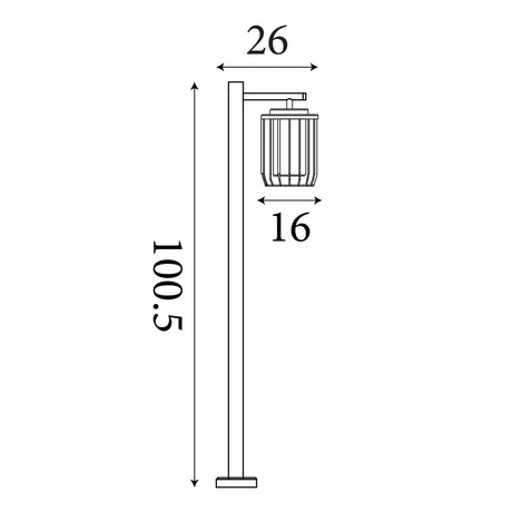 Searchlight Electric Reed 1Lt Post Light, Black Metal and PC Shade 44611BK