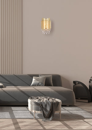 Searchlight Electric Spear 2Lt Wall Light, Gold Metal with Clear Crystal 44710-2GO