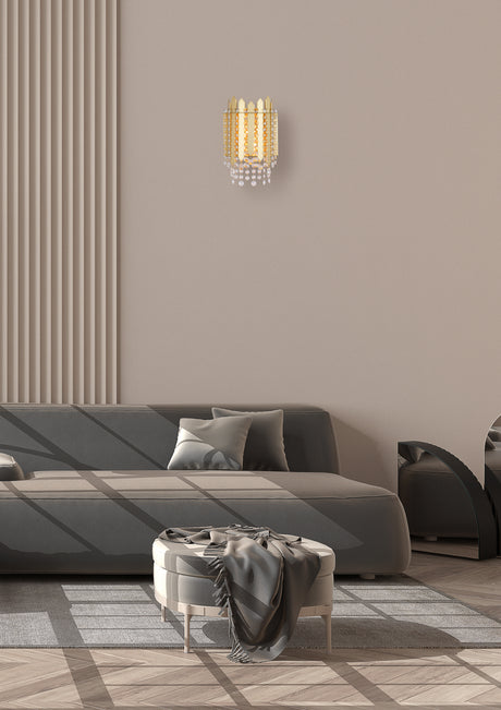 Searchlight Electric Spear 2Lt Wall Light, Gold Metal with Clear Crystal 44710-2GO