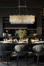 Searchlight Electric Spear 8Lt Diner Bar Pendant, Gold Metal with Clear Crystal 44711-8GO