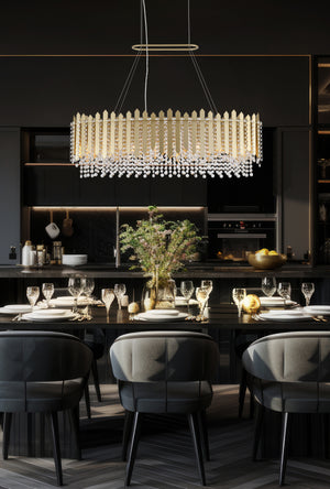 Searchlight Electric Spear 8Lt Diner Bar Pendant, Gold Metal with Clear Crystal 44711-8GO