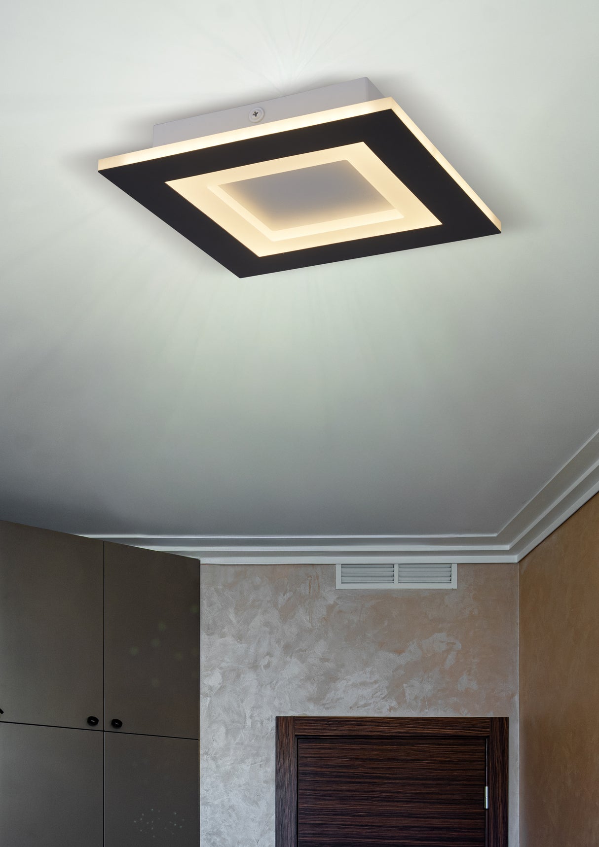 Searchlight Electric Squary LED Square Flush. Matt Black 44715BK