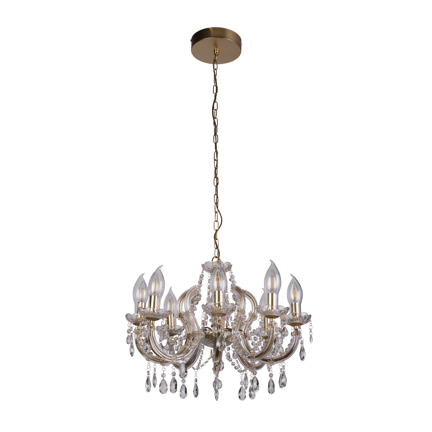 Searchlight Electric Utah Outdoor 8Lt Pendant - Gold & Crystal 44761-8GO