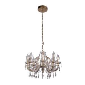 Searchlight Electric Utah Outdoor 8Lt Pendant - Gold & Crystal 44761-8GO