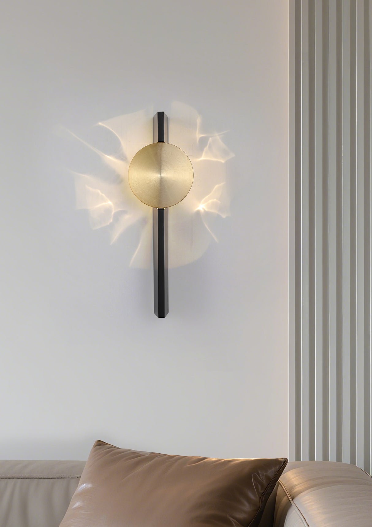 Searchlight Electric Shield LED Wall Light, Sand Black and Brass Metal 44861GO