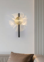 Searchlight Electric Shield LED Wall Light, Sand Black and Brass Metal 44861GO