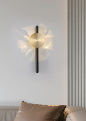 Searchlight Electric Shield LED Wall Light, Sand Black and Brass Metal 44861GO
