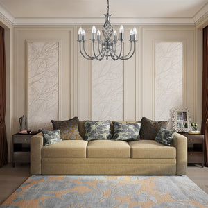 Searchlight Electric Zanzibar 8Lt Pendant - Satin Silver Metal 4489-8