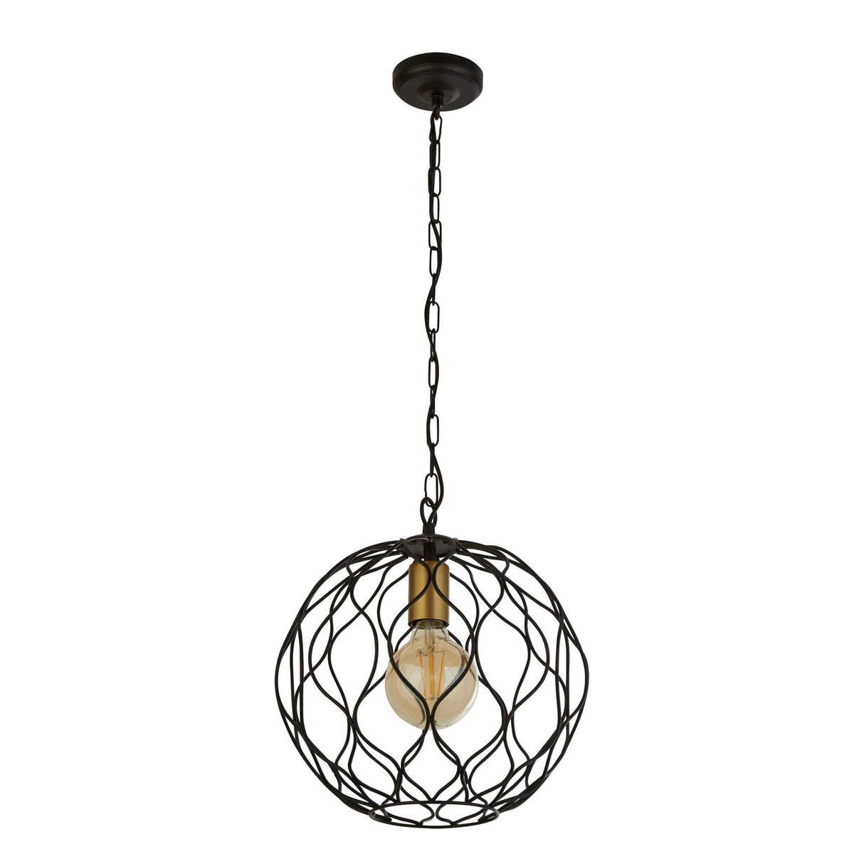 Searchlight Electric Finesse Pendant - Black & Gold  Metal 4511-1BK
