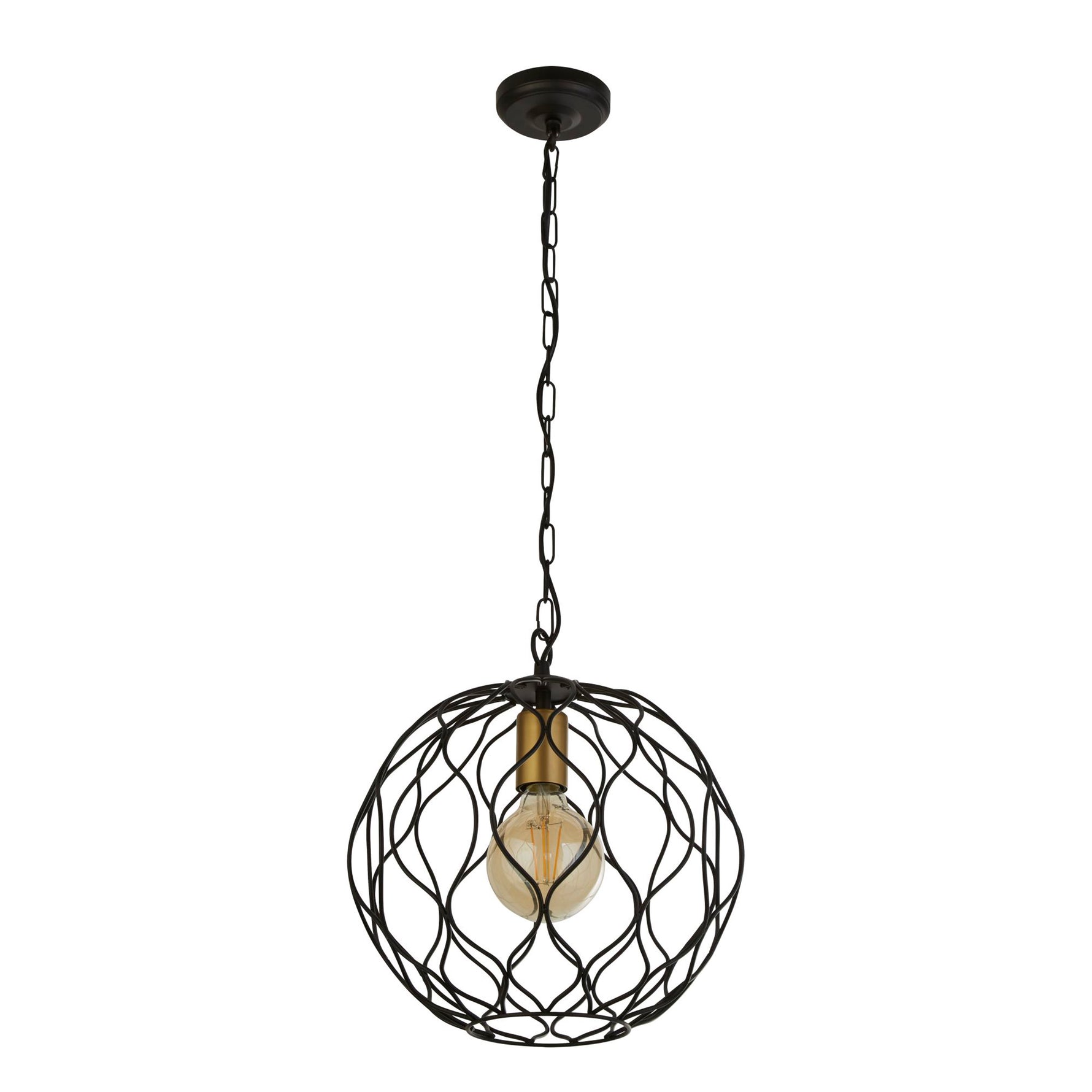 Searchlight Electric Finesse Pendant - Black & Gold  Metal 4511-1BK