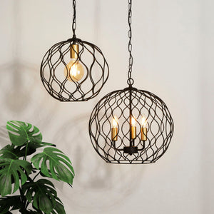 Searchlight Electric Finesse Pendant - Black & Gold  Metal 4511-1BK