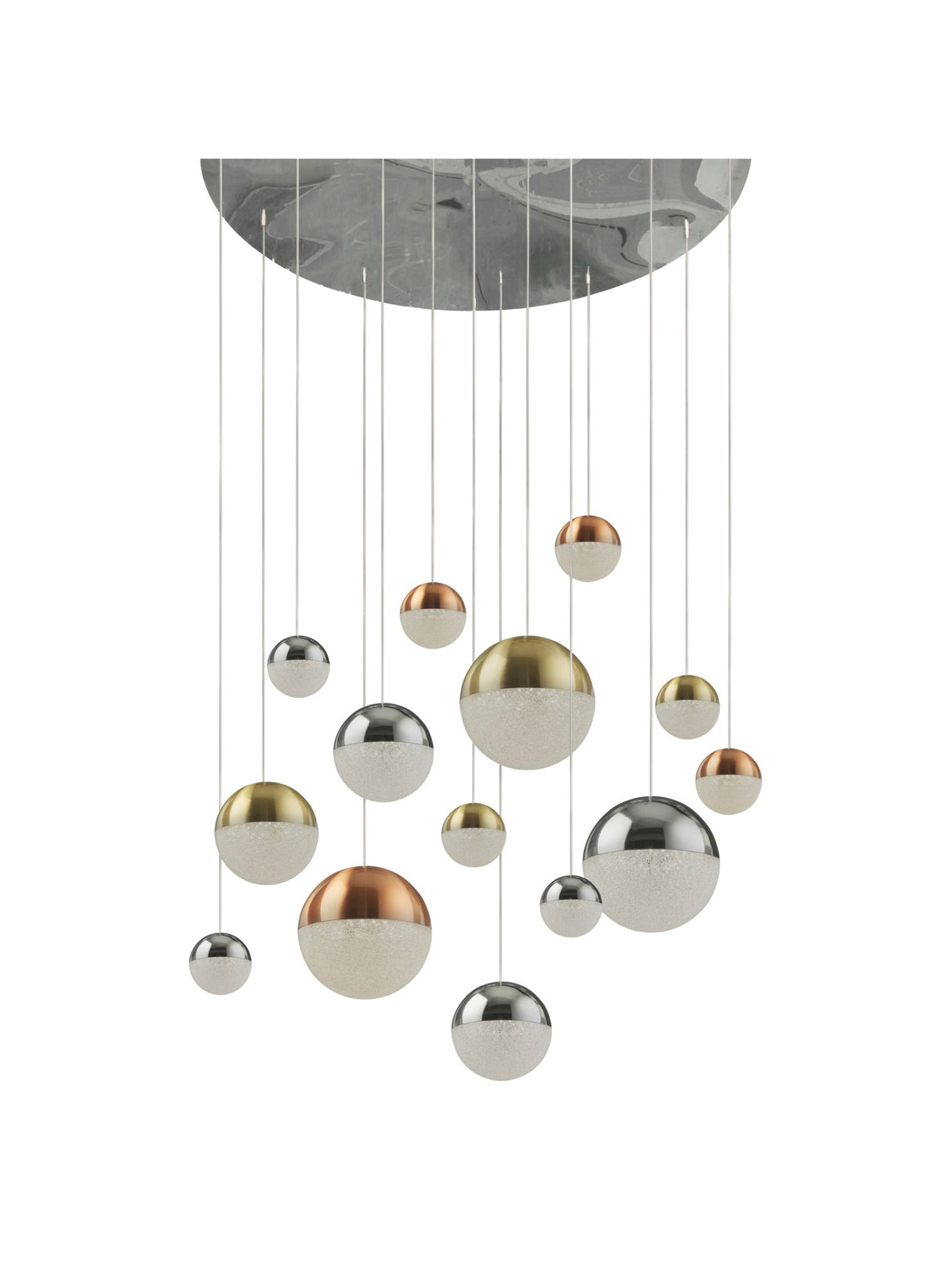 Searchlight Electric Planets 14Lt Multi-Drop - Copper, Chrome & Satin Brass 4514-14