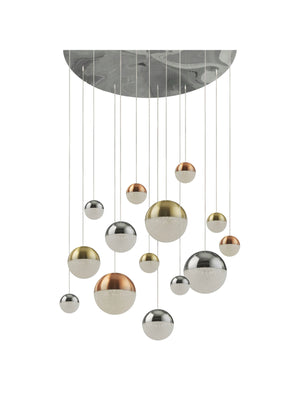 Searchlight Electric Planets 14Lt Multi-Drop - Copper, Chrome & Satin Brass 4514-14
