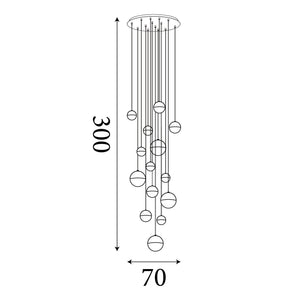 Searchlight Electric Planets 14Lt Multi-Drop - Copper, Chrome & Satin Brass 4514-14