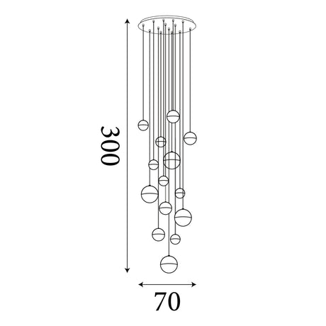 Searchlight Electric Planets 14Lt Multi-Drop - Copper, Chrome & Satin Brass 4514-14