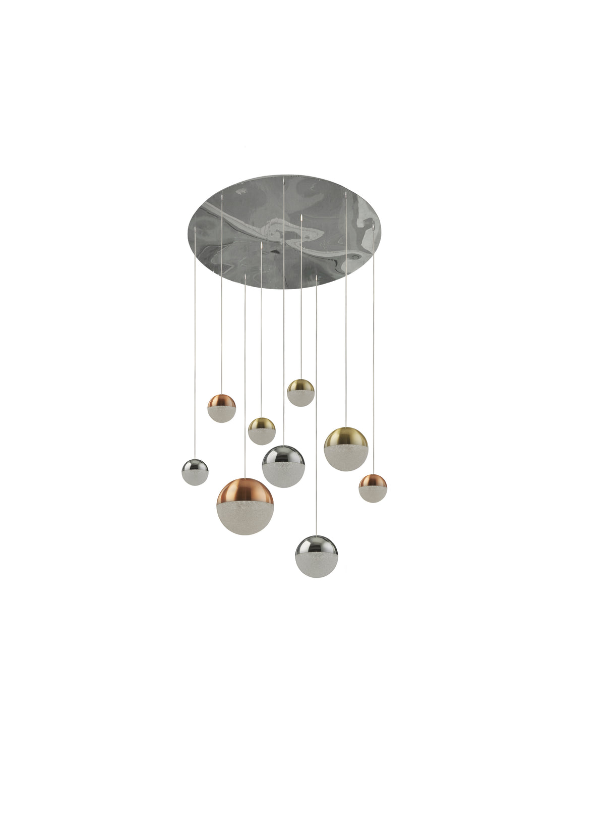 Searchlight Electric Planets 9Lt Multi-Drop - Copper, Chrome & Satin Brass 4519-9