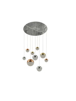 Searchlight Electric Planets 9Lt Multi-Drop - Copper, Chrome & Satin Brass 4519-9