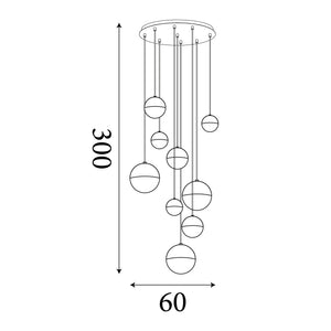 Searchlight Electric Planets 9Lt Multi-Drop - Copper, Chrome & Satin Brass 4519-9
