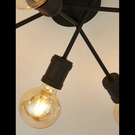 Searchlight Electric Dance 6Lt Flush - Sand Black Metal 45201-6BK