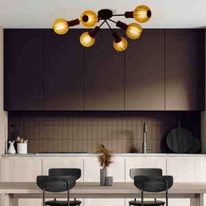 Searchlight Electric Dance 6Lt Flush - Sand Black Metal 45201-6BK
