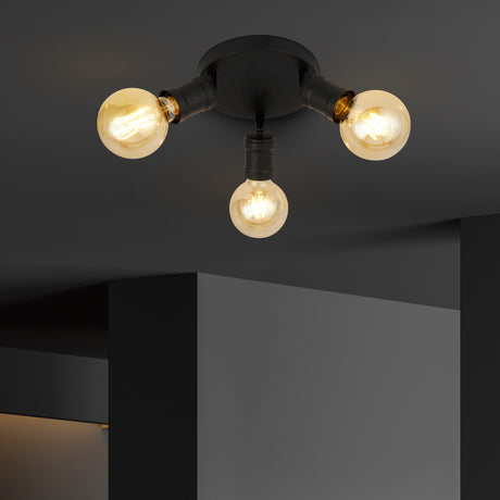 Searchlight Electric Dance 3Lt Flush - Sand Black Metal 45202-3BK