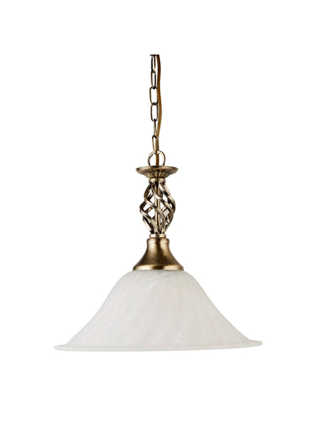 Searchlight Electric Cameroon Pendant  - Antique Brass Metal & Glass 4581-14AB