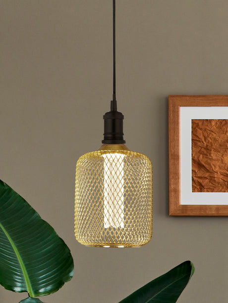 Searchlight Electric Wire Mesh Effect Drum Lamp - Gold Metal(4.5W, 4000K) 46002GO