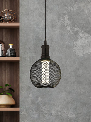 Searchlight Electric Wire Mesh Effect Globe Lamp - Black Metal (4.5W, 4000K) 46003BK