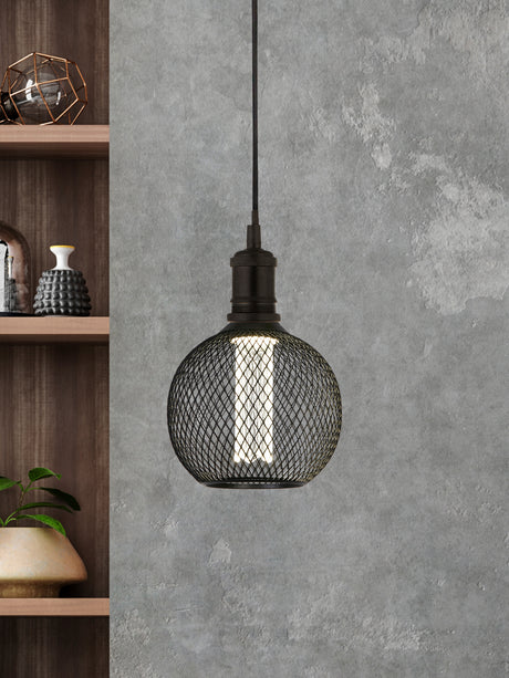 Searchlight Electric Wire Mesh Effect Globe Lamp - Black Metal (4.5W, 4000K) 46003BK