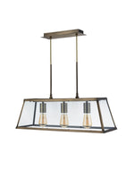 Searchlight Electric Voyager  3Lt Bar Pendant - Antique Brass Metal & Glass 4613-3AB