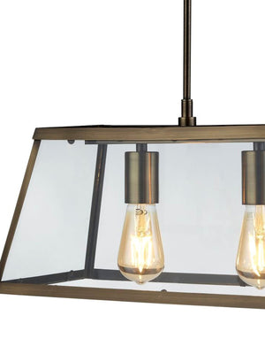Searchlight Electric Voyager  3Lt Bar Pendant - Antique Brass Metal & Glass 4613-3AB