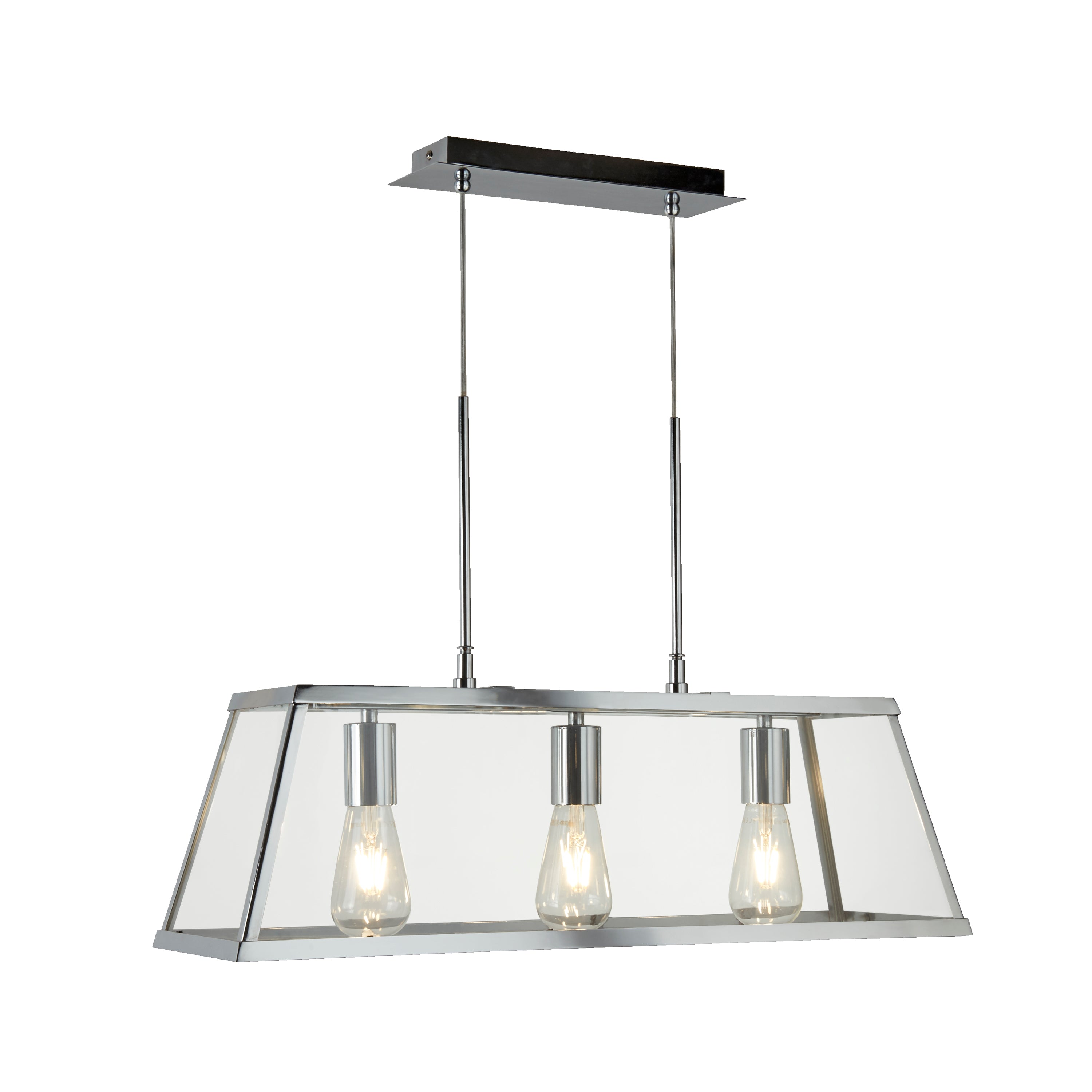 Voyager 3Lt Bar Pendant - Chrome Metal & Glass